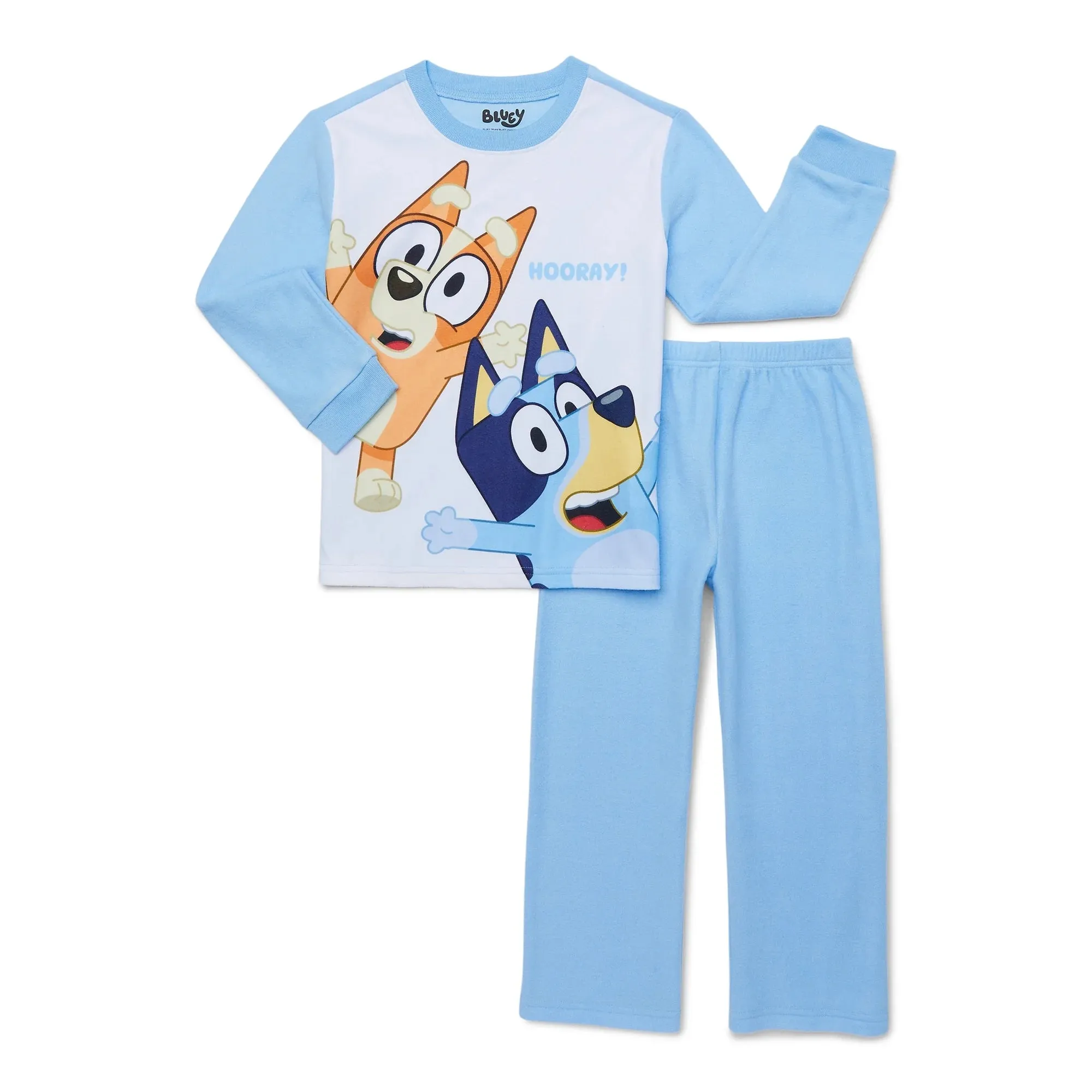 Bluey Girls Long Sleeve Top and Pants Pajama Set. 2-Piece. Sizes 4-12