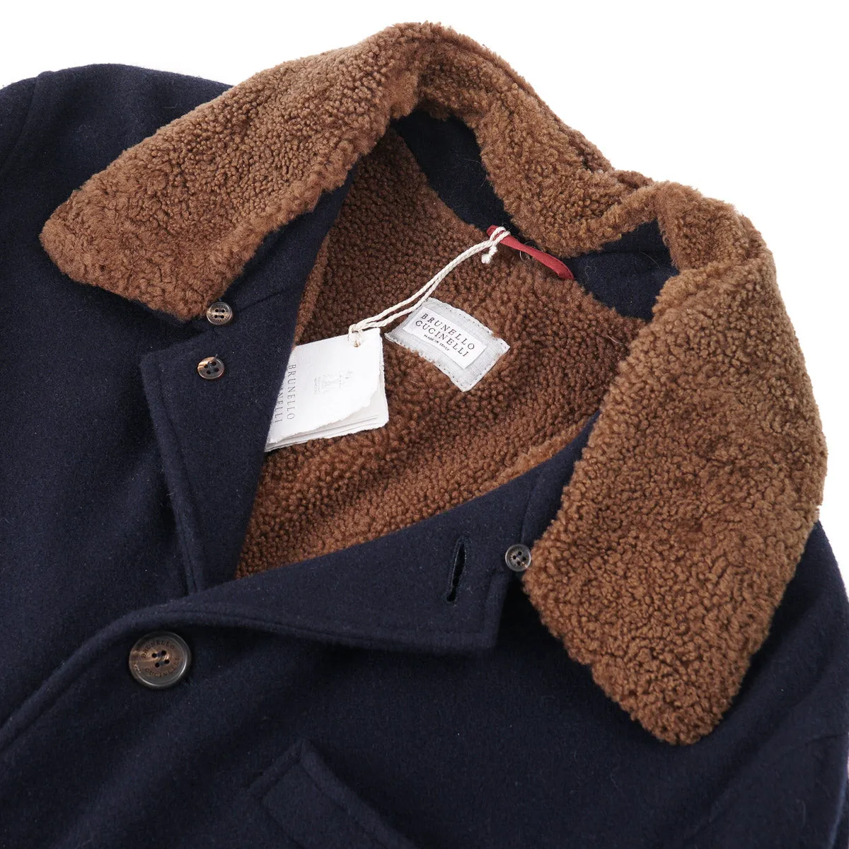 Brunello Cucinelli Cashmere Coat with Shearling Lining