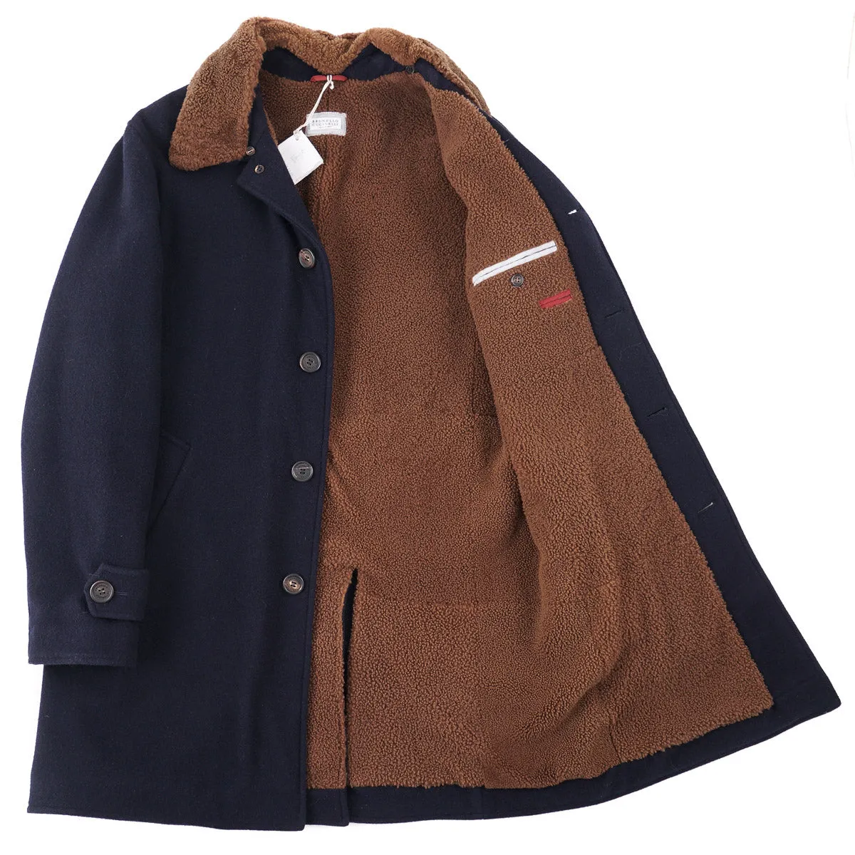 Brunello Cucinelli Cashmere Coat with Shearling Lining