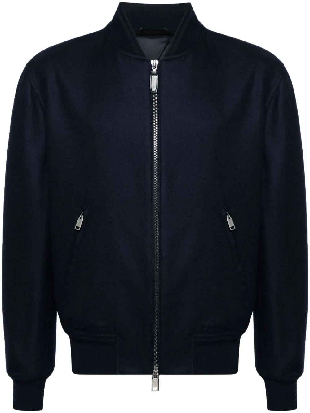 Brushed-Effect Twill Bomber Jacket
