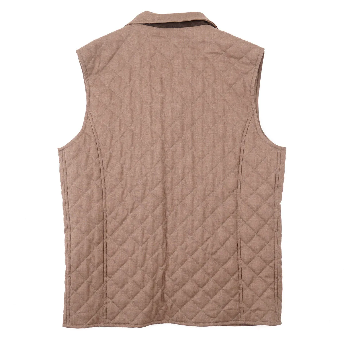 Isaia Quilted Padded Lambskin Suede Vest
