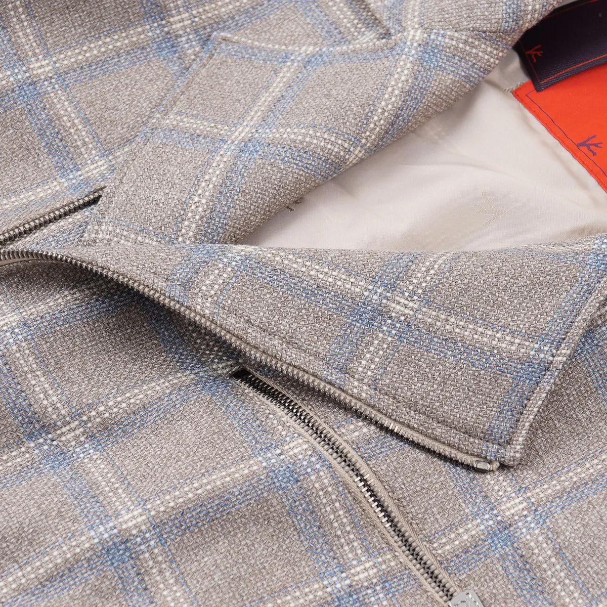 Isaia Wool-Silk-Linen Moto Jacket