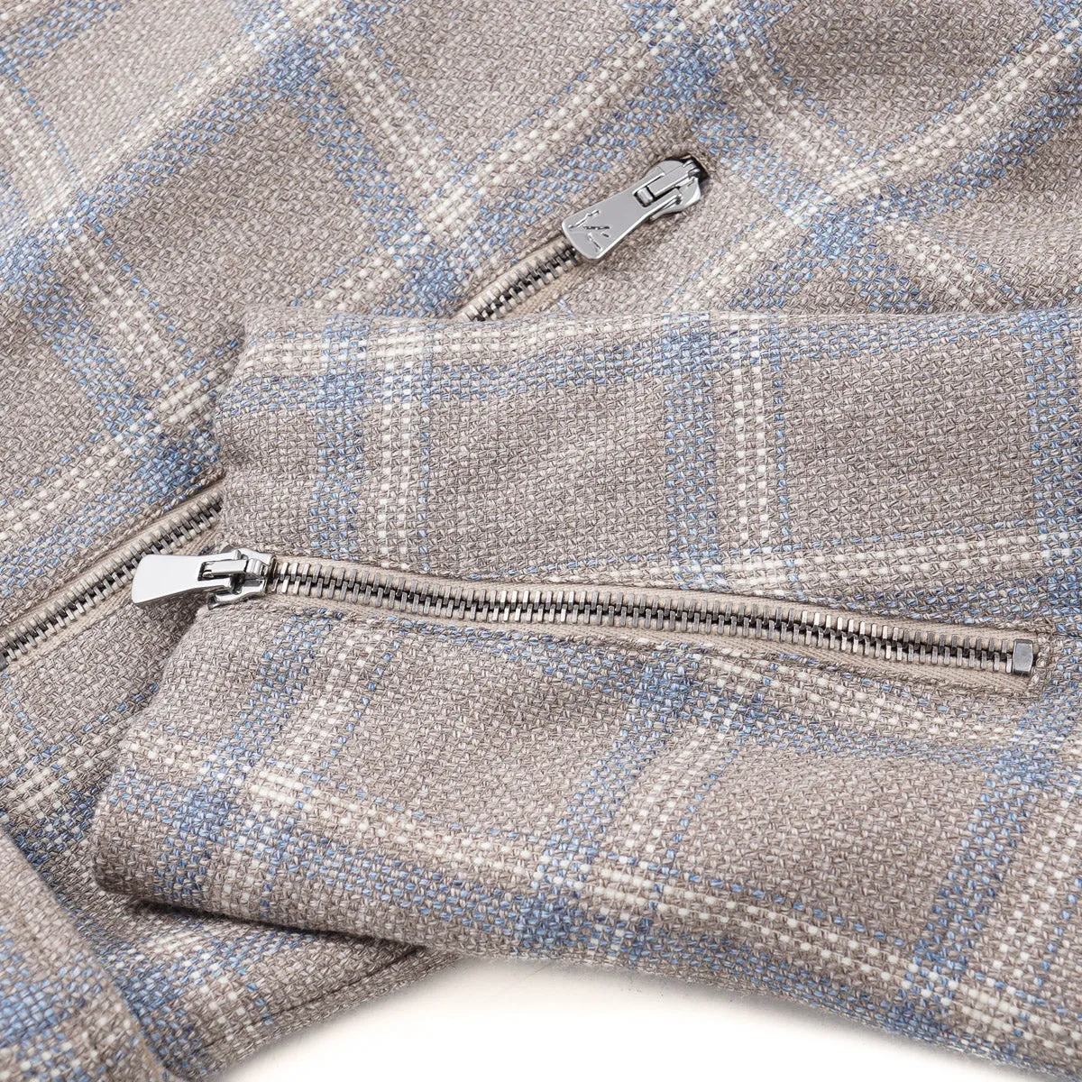 Isaia Wool-Silk-Linen Moto Jacket