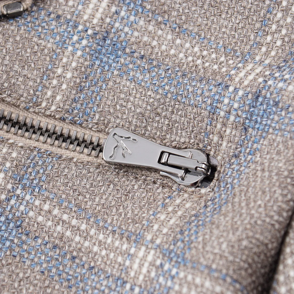 Isaia Wool-Silk-Linen Moto Jacket