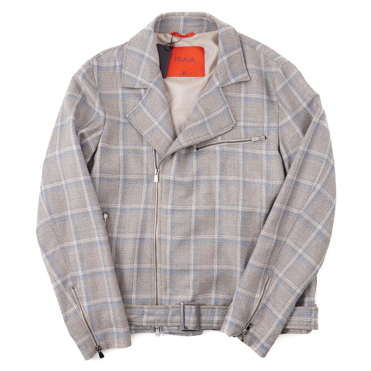 Isaia Wool-Silk-Linen Moto Jacket