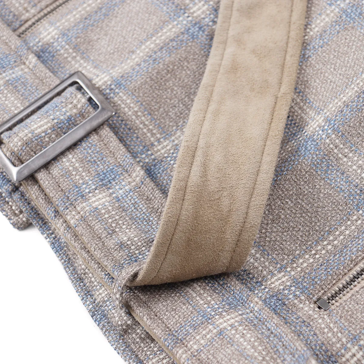 Isaia Wool-Silk-Linen Moto Jacket