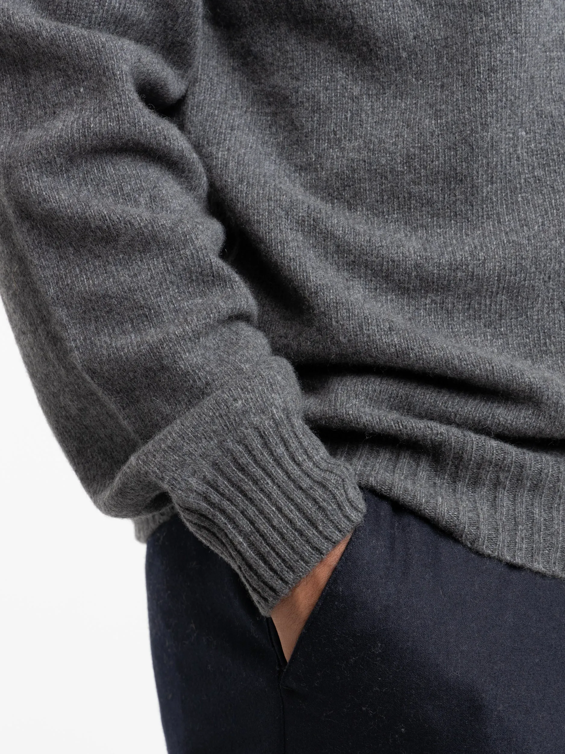 Mottled Grey Cashmere Crewneck Sweater
