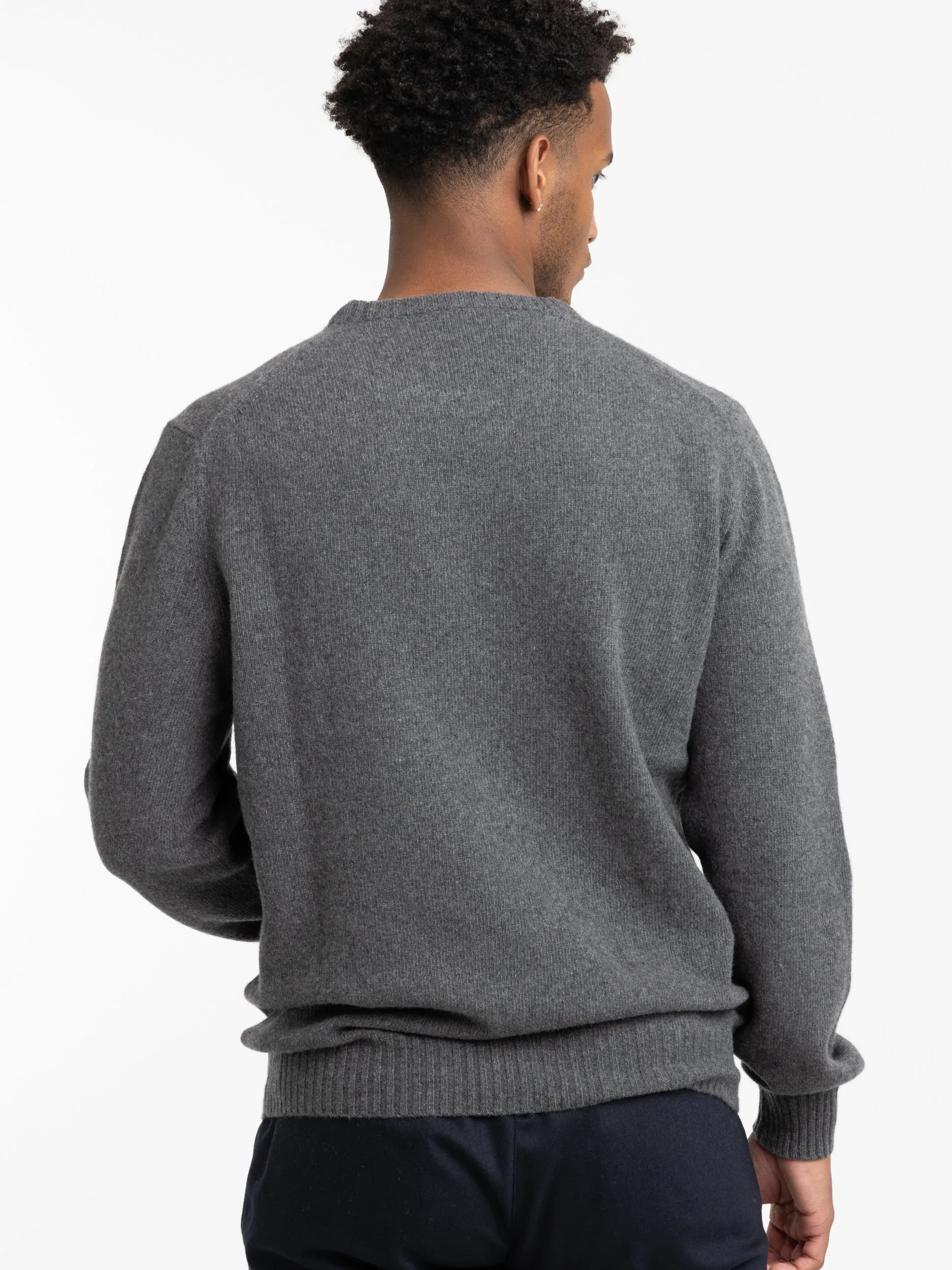 Mottled Grey Cashmere Crewneck Sweater