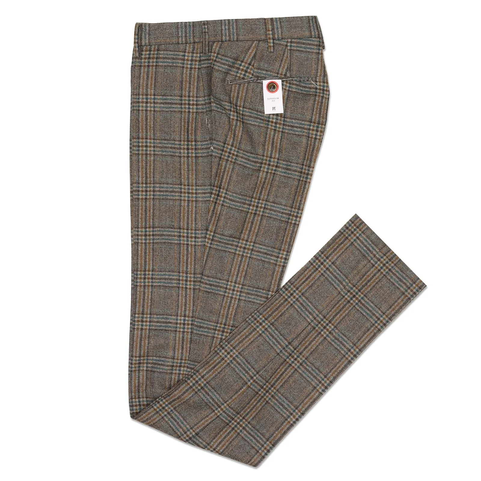 PT PANTALONI TORINO Prince of Wales Flannel Super 100's Slim Fit Dress Pants NEW US 42