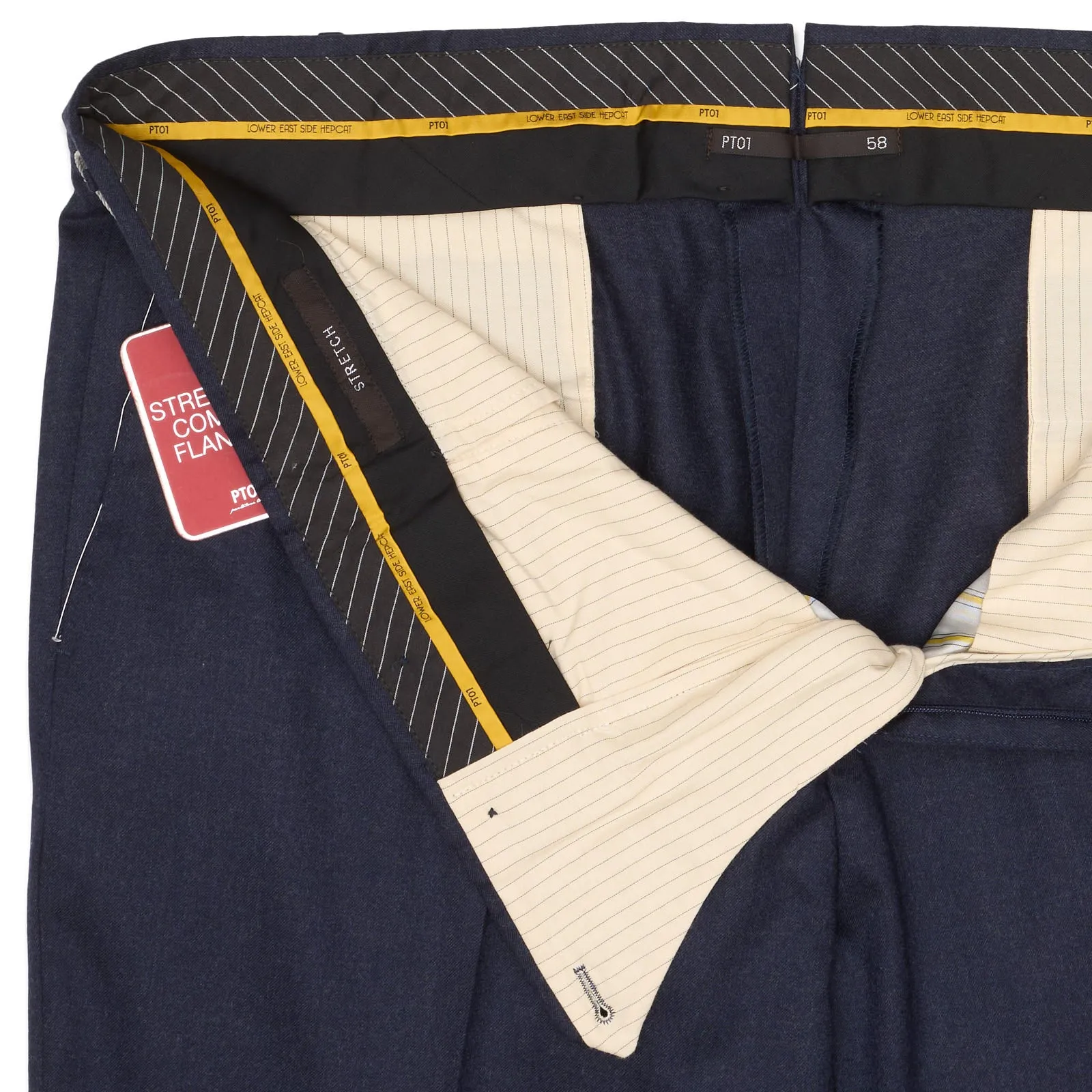 PT01 PANTALONI TORINO Blue Stretch Flannel HEPCAT Dress Pants NEW