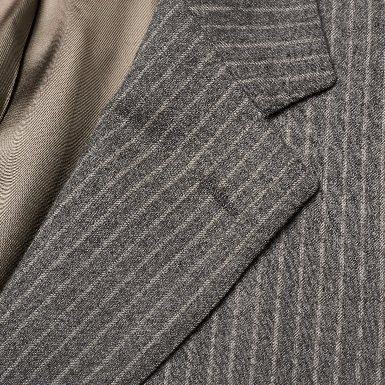VANNUCCI Milano Gray Chalk Striped Flannel Suit EU 54 NEW US 44