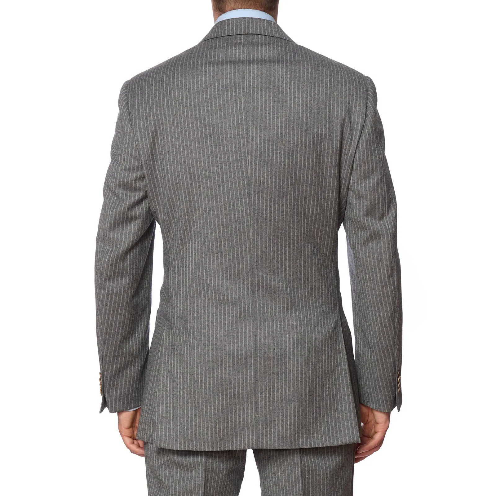 VANNUCCI Milano Gray Chalk Striped Flannel Suit EU 54 NEW US 44